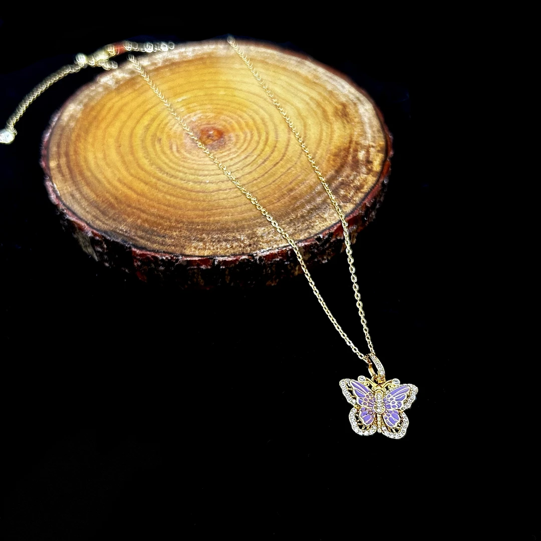 坠链均925银珐琅 项链S925银【三宝】幻蝶秘语01131