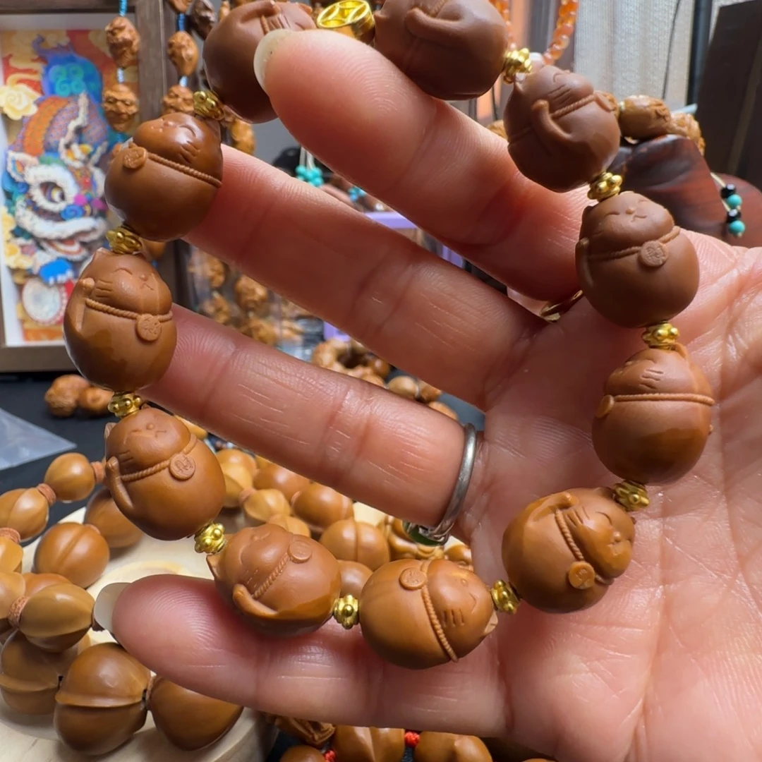 橄榄核手串/手链招财猫