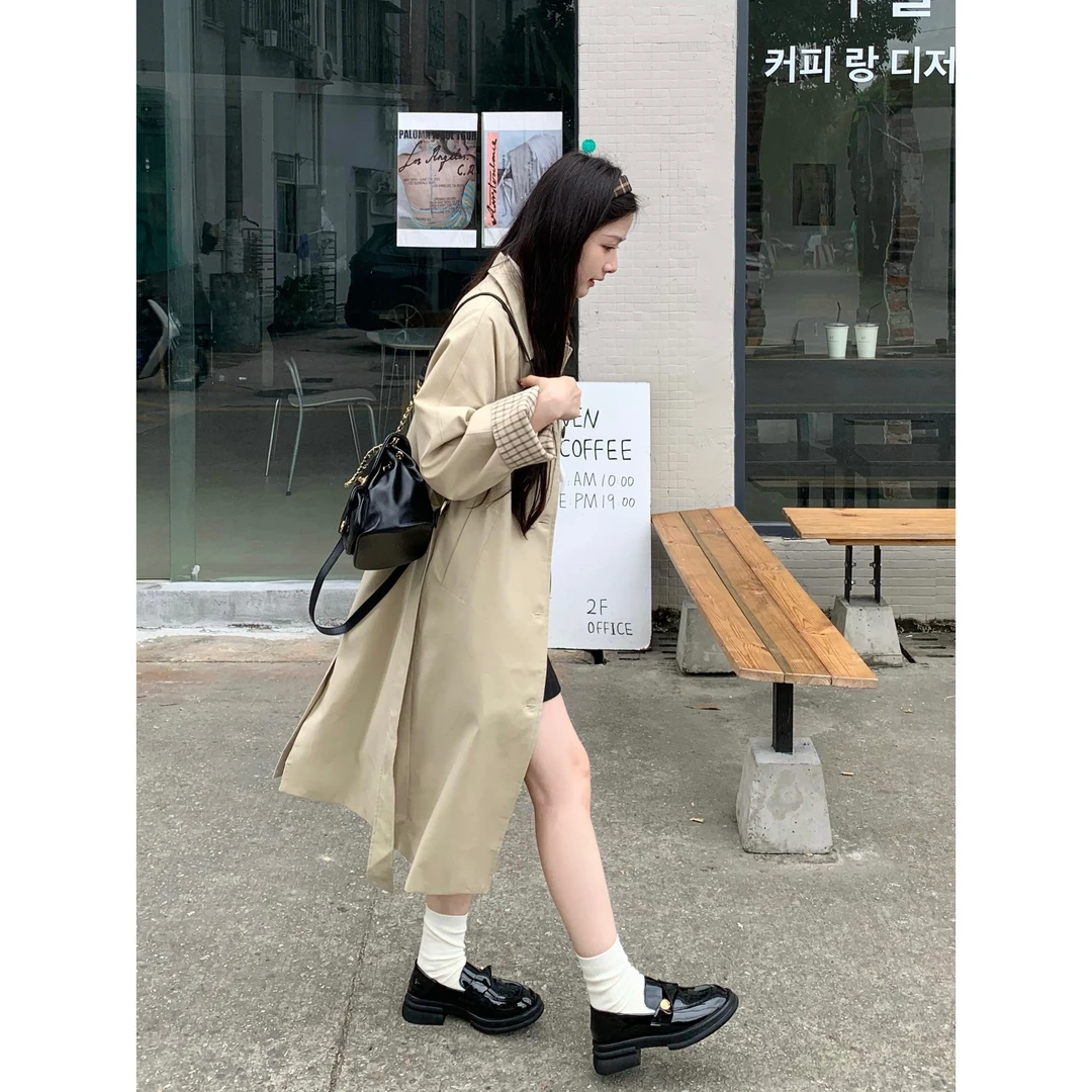 YO定制韩版气质高级感显瘦中长款风衣英伦风经典百搭宽松大衣外套