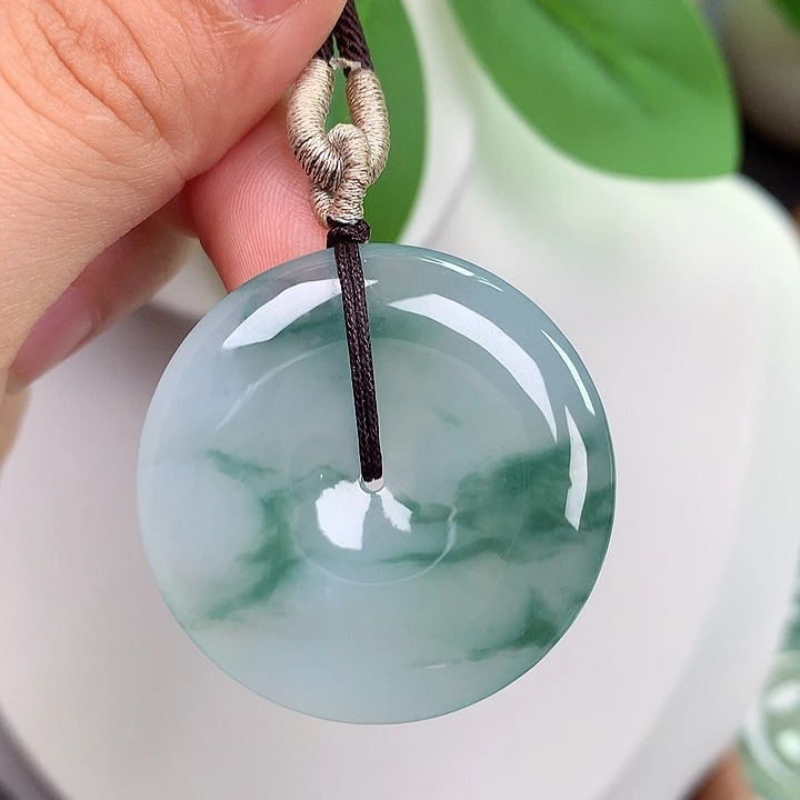 翡翠未镶嵌颈饰平安扣 34.5x5.8mm