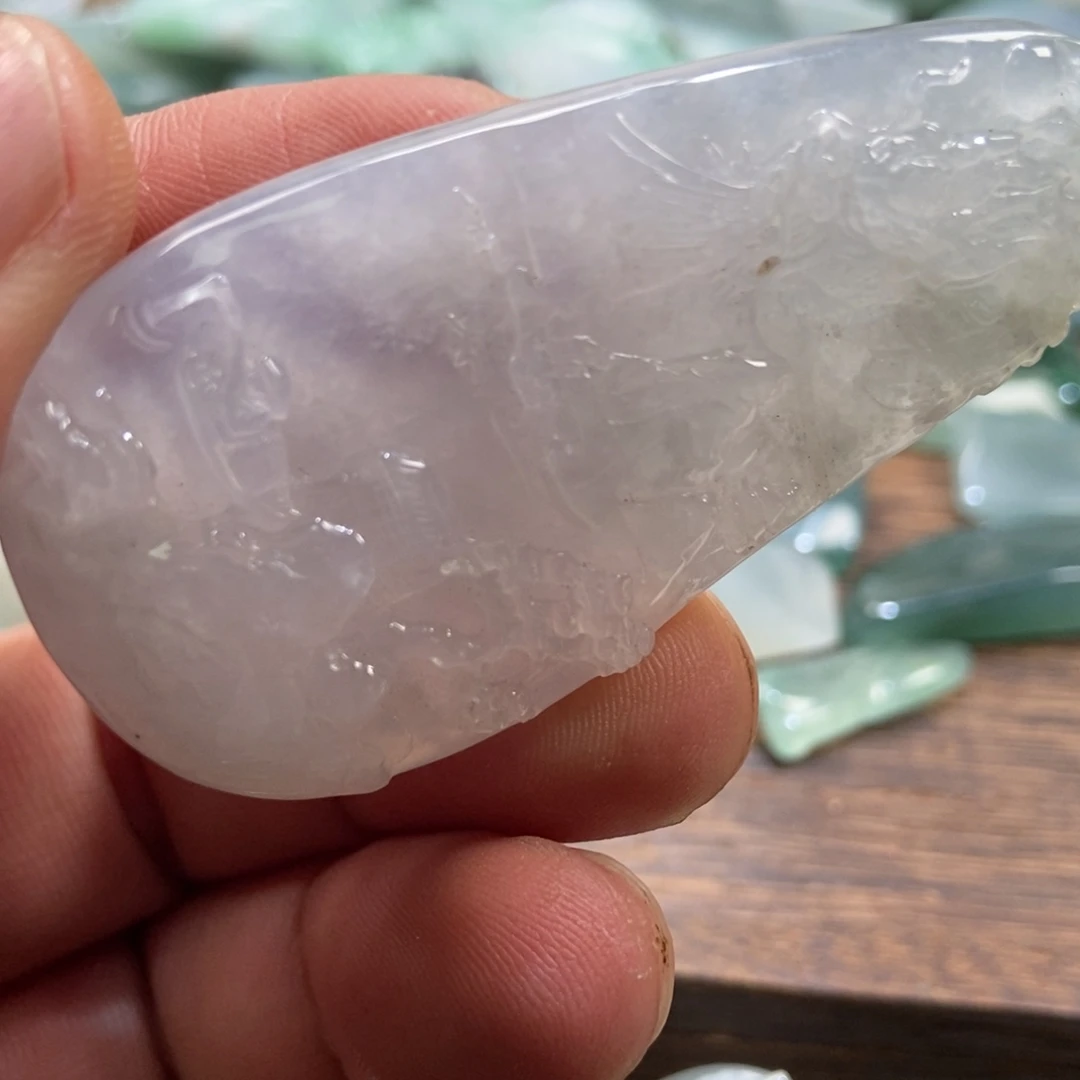 翡翠未镶嵌颈饰山水龙牌