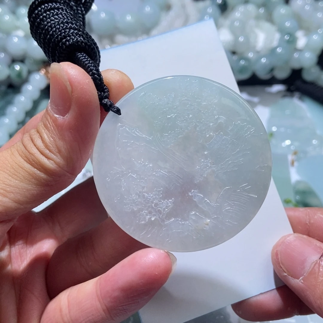 定制翡翠未镶嵌山水牌