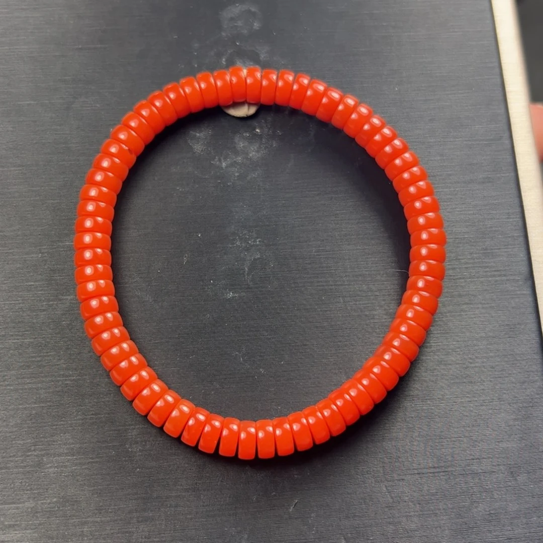 南红玛瑙未镶嵌药片手串东山大水沟柿子红卡6m药片手串