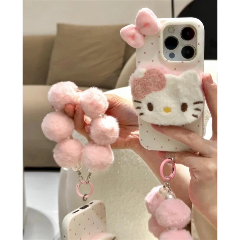 BANCA毛绒kitty猫适用苹果17/16promax手机壳华为vivo小米15oppo