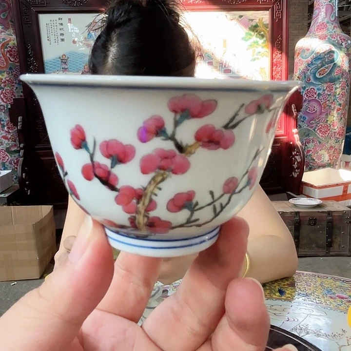 摆件景德镇高温陶瓷梅开五福