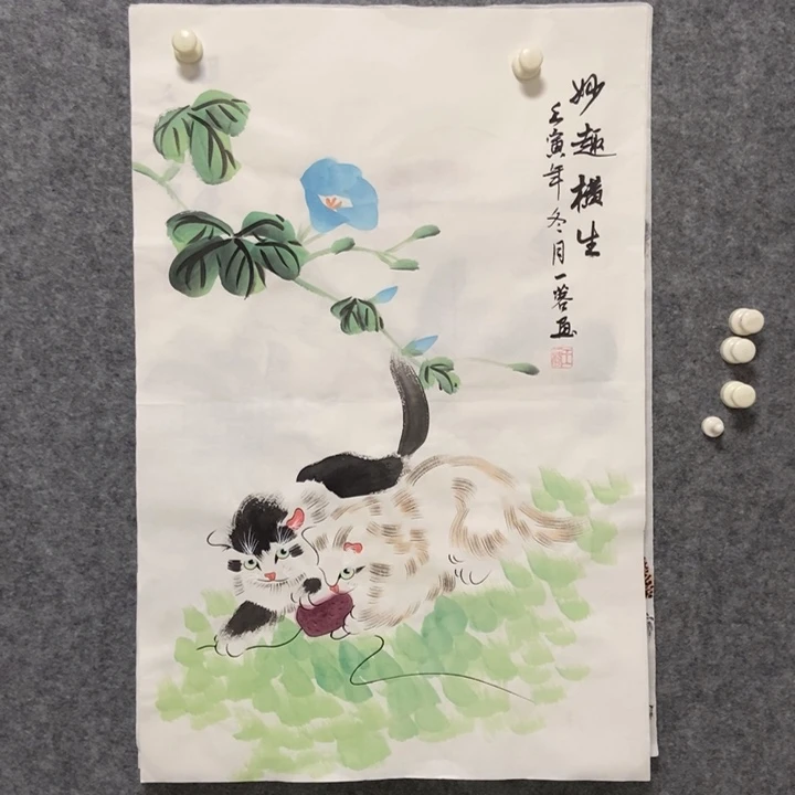 国画猫咪70厘米高度