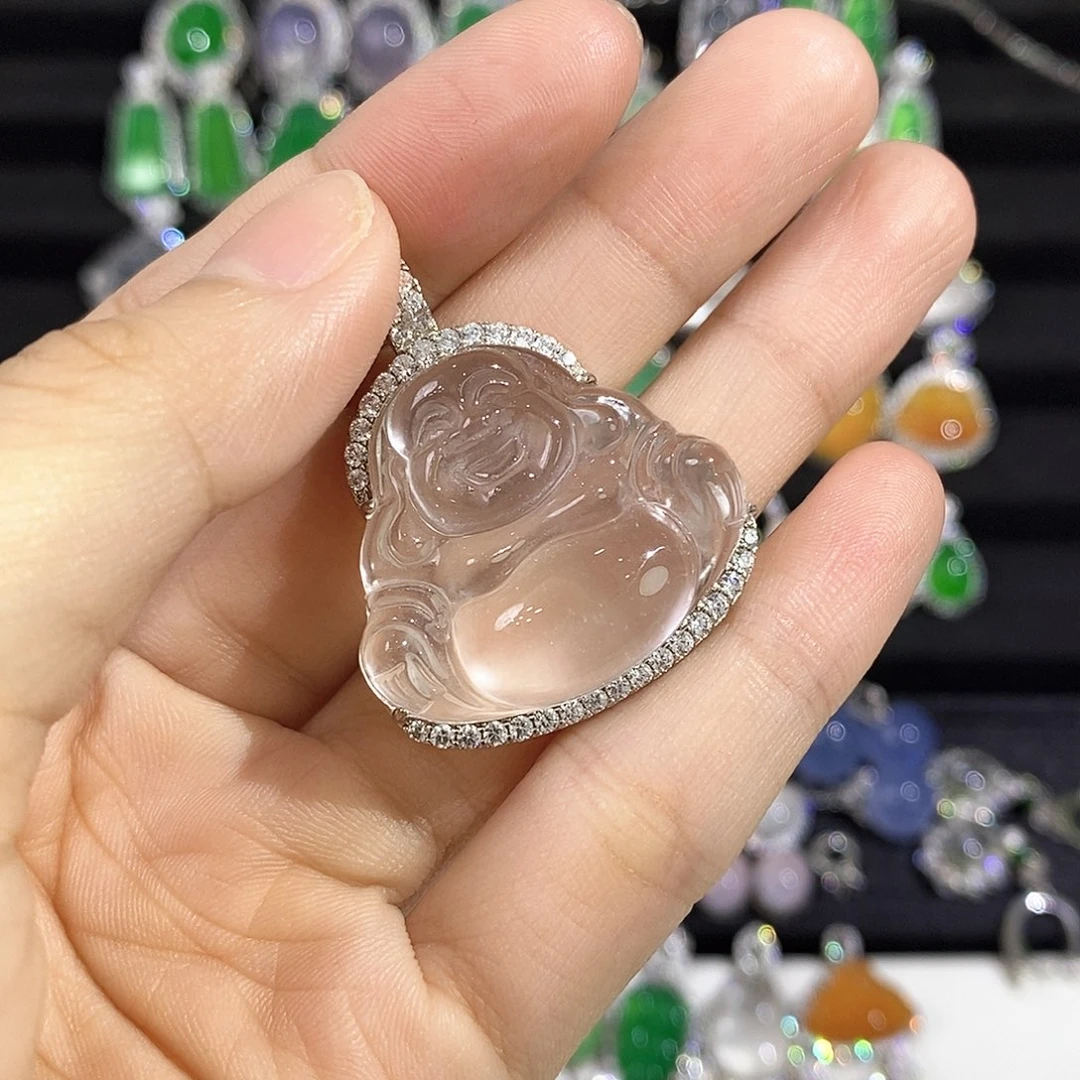 一***柒石英质玉银S925镶嵌颈饰