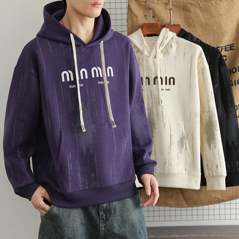 美式潮牌字母印花连帽卫衣男生秋季2025新款潮流宽松百搭长袖上衣