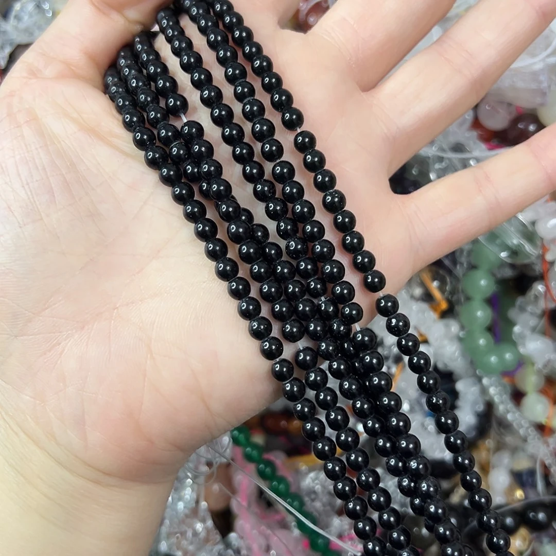 玛瑙/玉髓未镶嵌珠宝半成品，卡4黑玛瑙2条