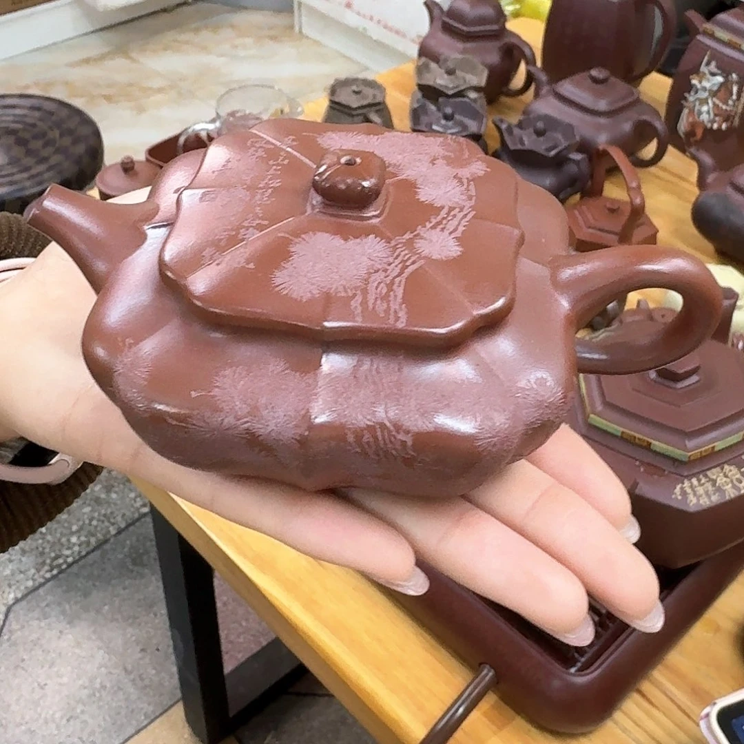 紫砂茶壶紫砂壶筋纹汉扁200cc