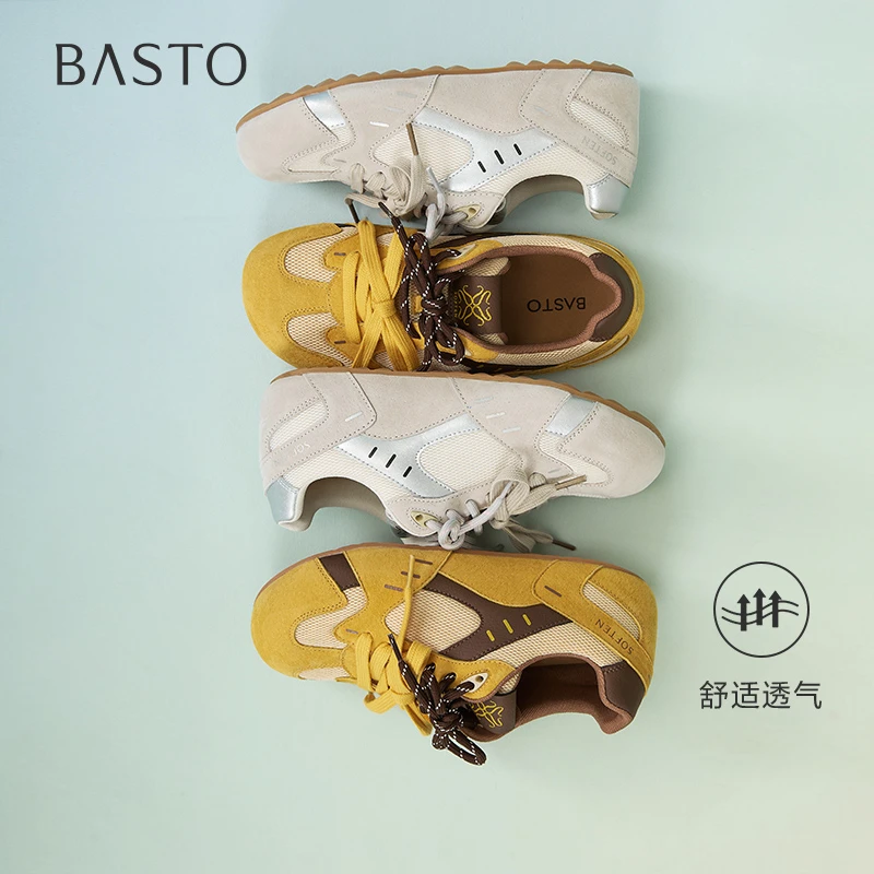 百思图2025夏季新款商场同款复古户外德训鞋平跟女休闲鞋A6618BM5