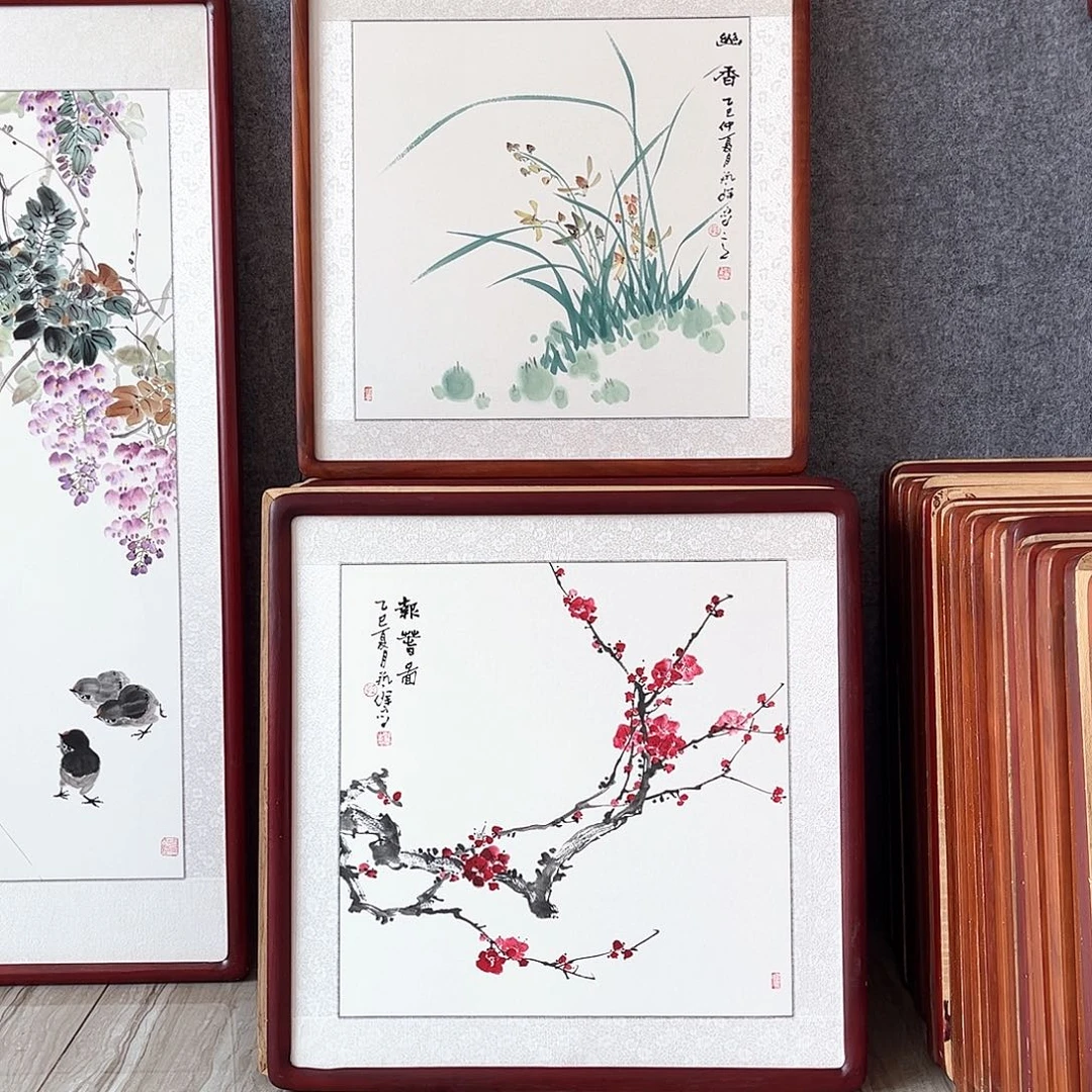 国画书画作品带框63×63