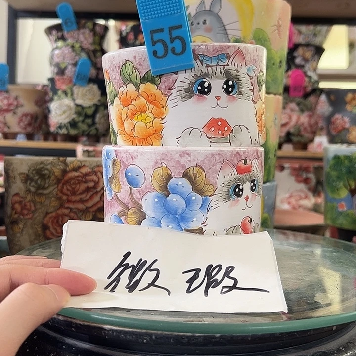 满38包邮 景德镇手绘花盆