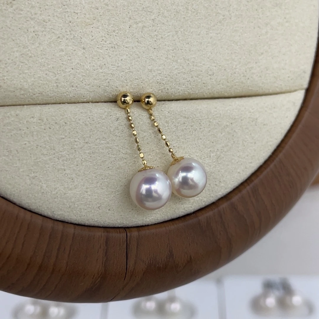 海水珍珠18K金镶嵌耳饰