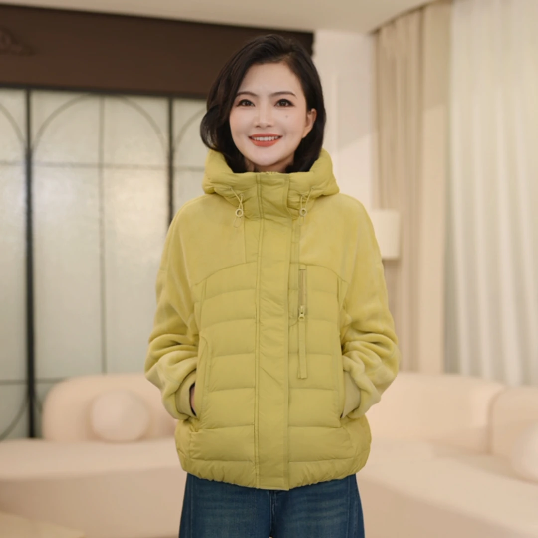【90白鸭绒】枫竺阿楠anan连帽拼接休闲羽绒服女秋冬装出游保暖外套