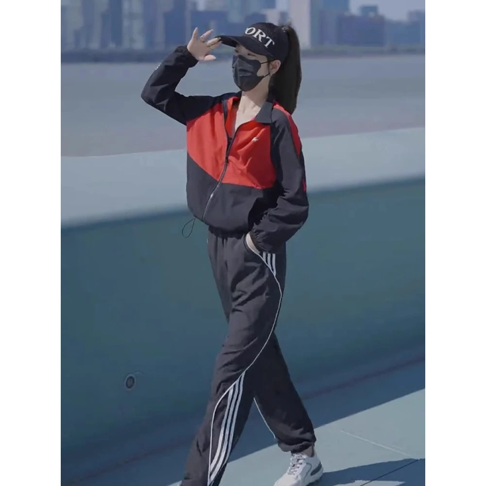 森系套装防风休闲休闲风运动服夹克两件套御姐风情侣女士长袖立领