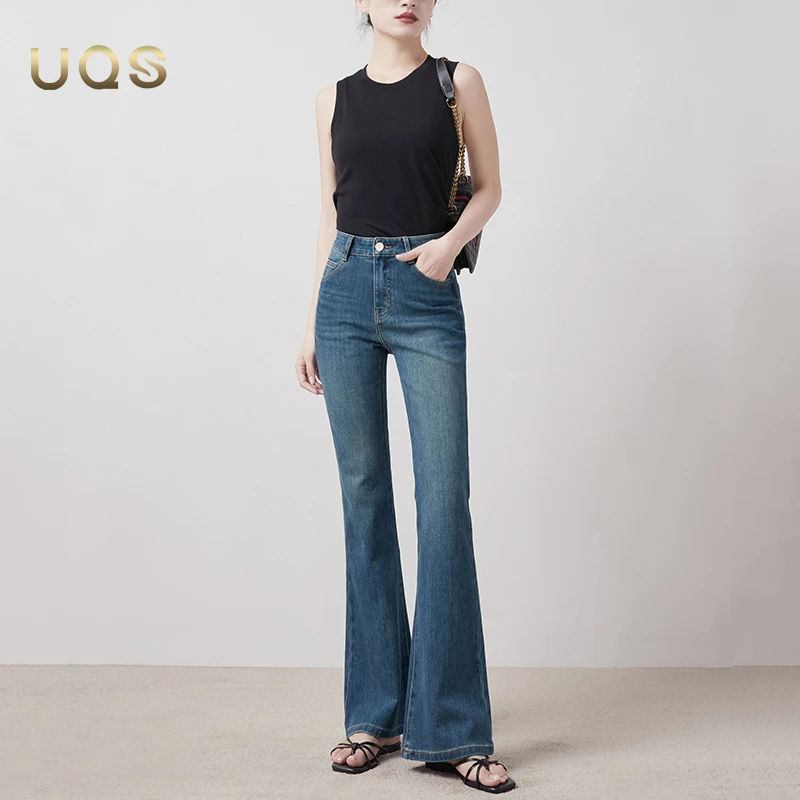 UQS韩系时尚设计感早秋显瘦微喇裤2025年怒推~百搭休闲喇叭长裤子