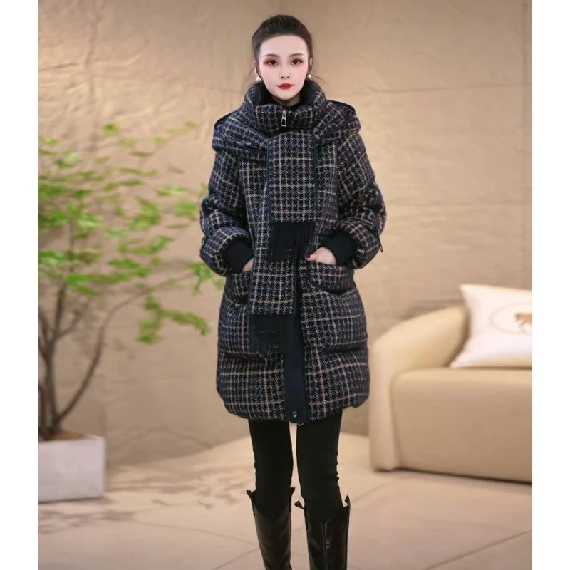 艾薇娜气质时尚羽绒服2025冬季新款宽松洋气百搭保暖白鸭绒羽绒服