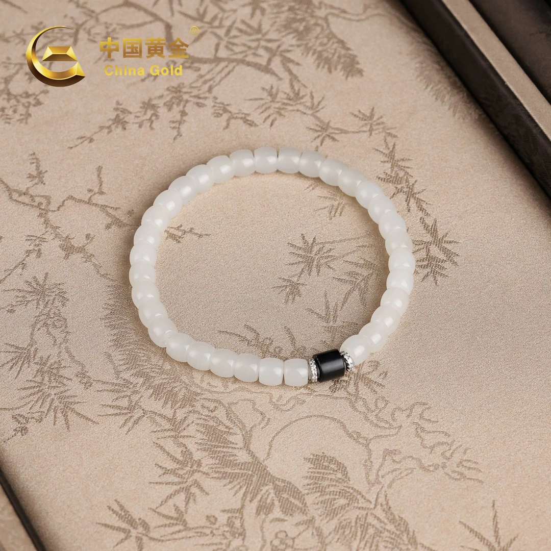 【中国黄金】维尔 | 和田玉*手串*S925银镶嵌-S3865-Y