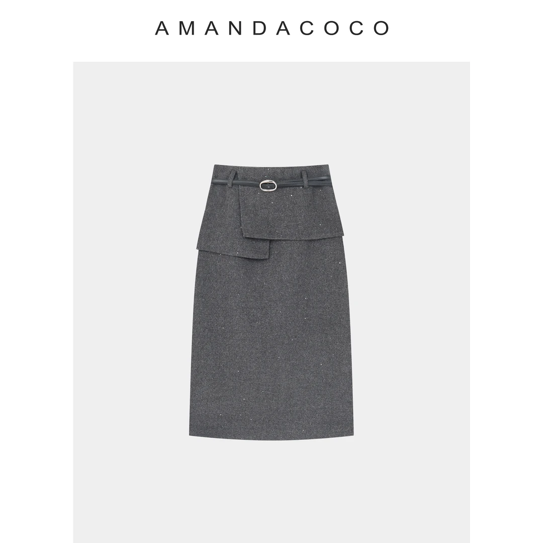 嘉嘉# 优雅格调～轻奢撒银高级感假两件气质西装半裙