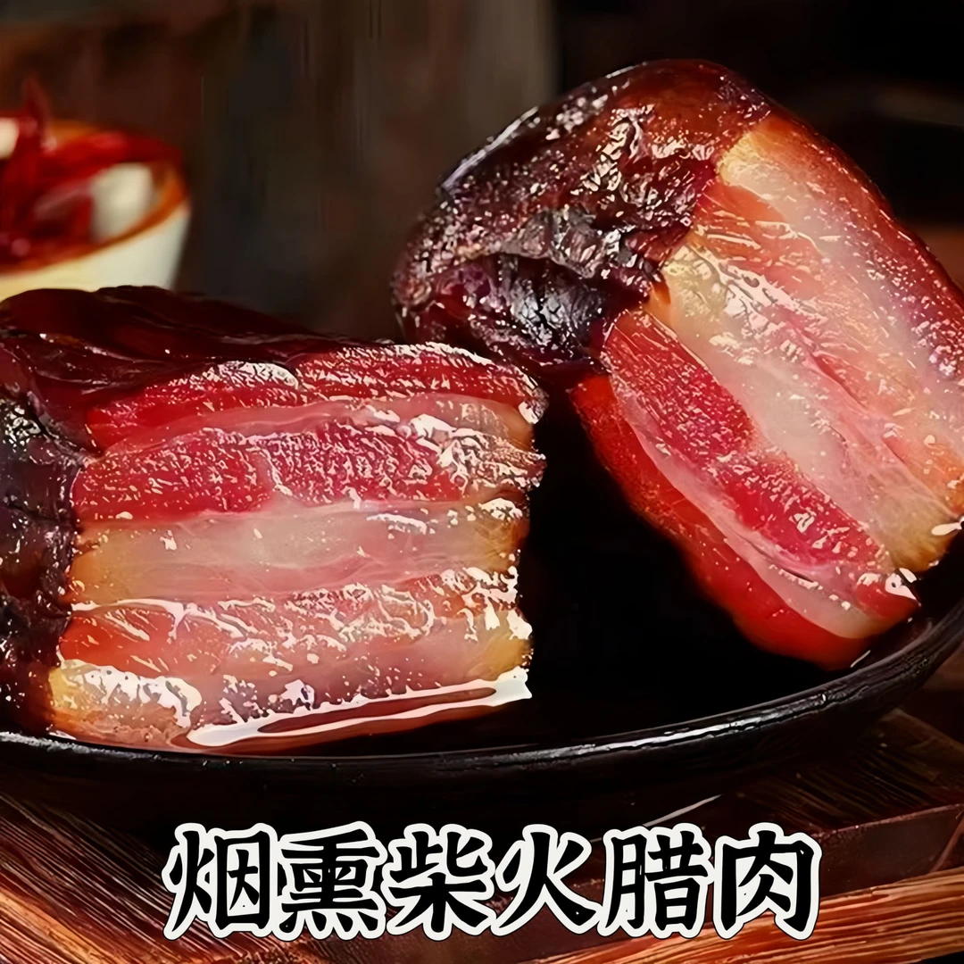 【买两斤送三斤】柴火烟熏五花腊肉到手5斤