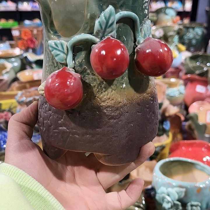 瓷片花盆多肉植物艺术品