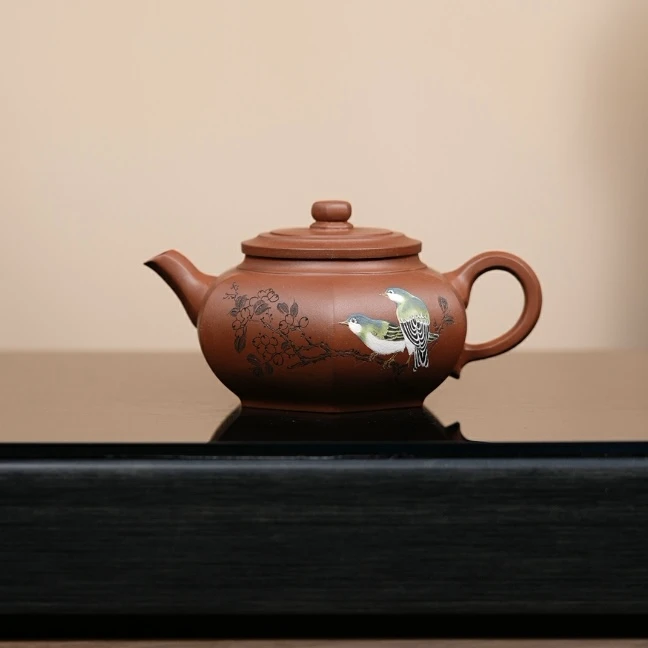 六方大彬壶 红皮龙 YZL 刻绘