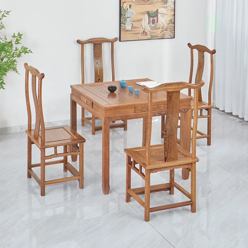 红木四方桌鸡翅木八仙桌实木棋牌桌餐桌椅组合家用正方形桌子