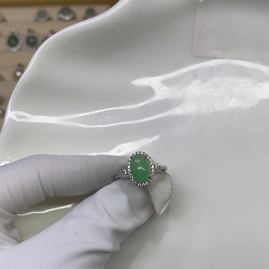 翡翠银S925镶嵌戒指