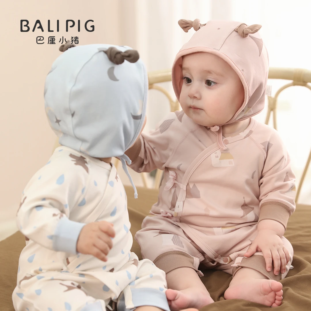 新生婴儿儿衣服春秋纯棉哈衣爬服初生儿绑带和尚服秋季宝宝连体衣
