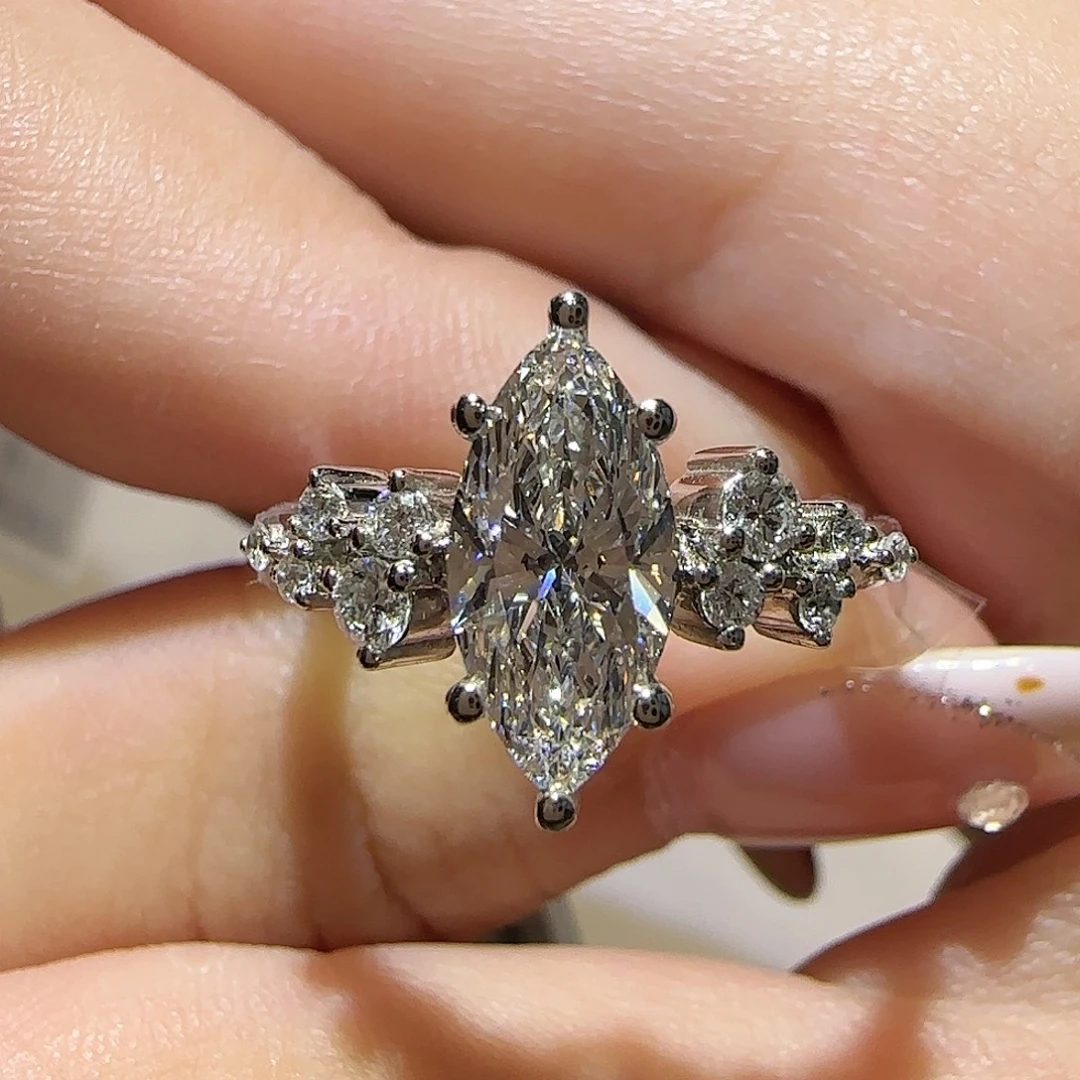 铂Pt950镶嵌实验室培育钻石繁星马眼1卡11-17