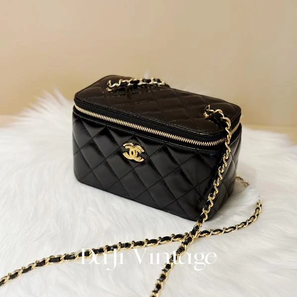 大吉中古/Chanel香奈儿25C黑金链条logo长盒子斜挎包