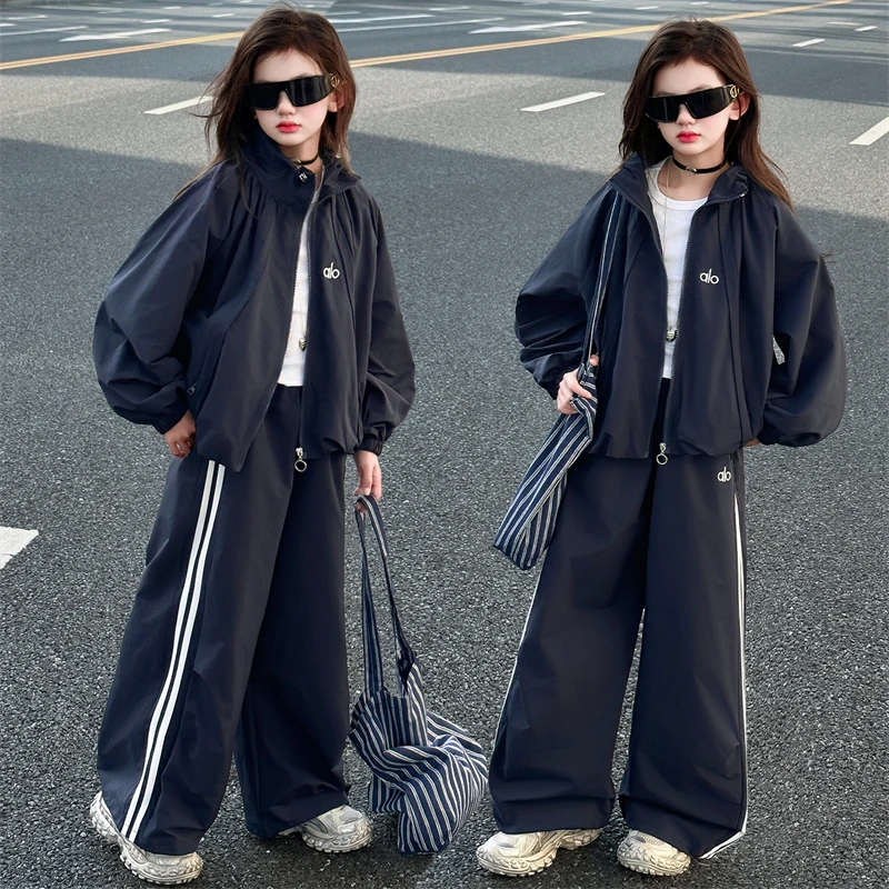 女童秋装运动套装2025新款洋气中大童冲锋衣外套休闲裤春秋两件套
