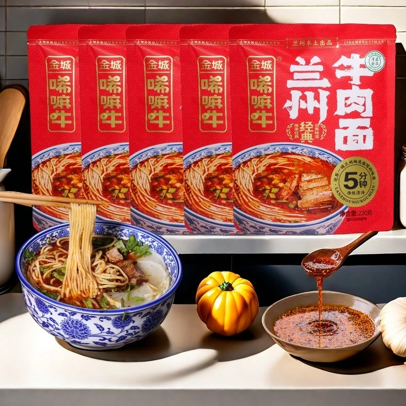 【小明正能量专属】金城唏嘛牛含肉5甘肃地道兰州牛肉面拉面备