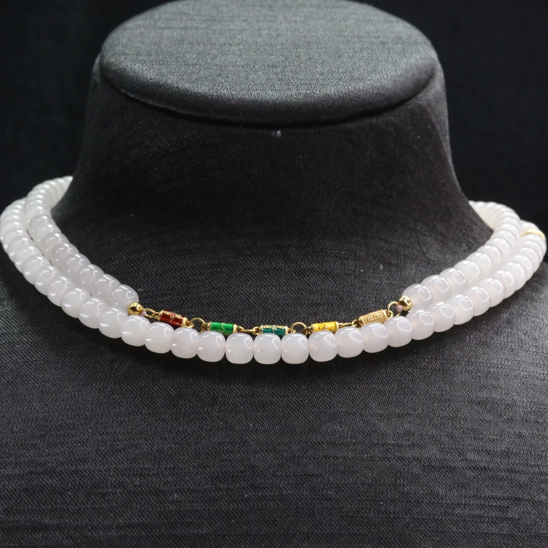 25和田玉藕粉项链/500864上海嘉禾拍卖