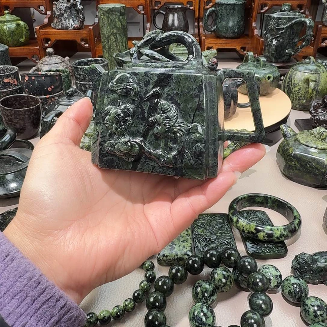 钓***子蛇纹石玉未镶嵌藏玉药王石精美手串卡10