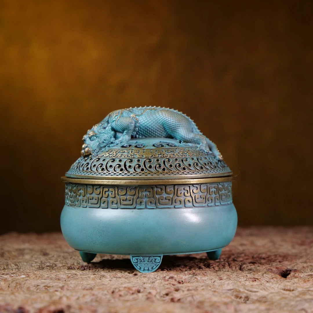 镇水兽香炉 全铜铜器摆件 中式 收藏手工 茶室