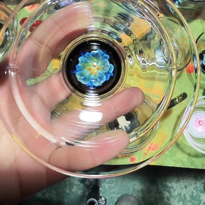 无盖款高硼硅玻璃蓝花语盖碗