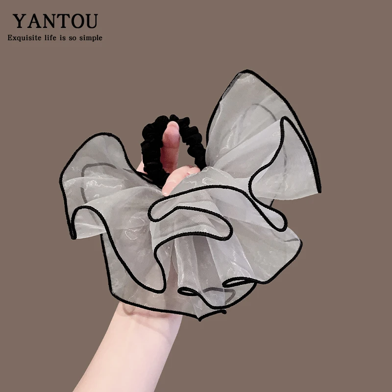 韩版气质网纱褶皱半圆发圈女高级感扎马尾头绳2025新款发绳发饰