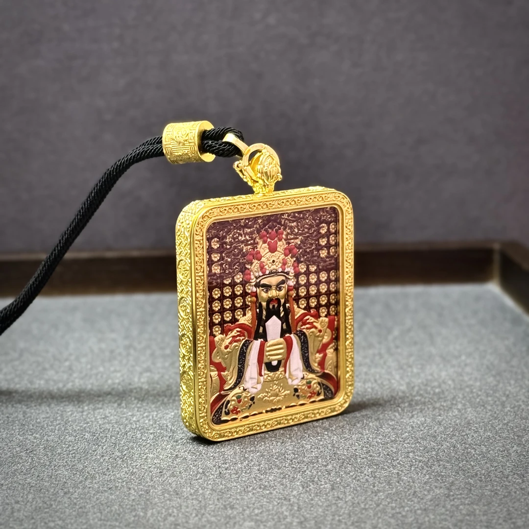 唐卡双面五台山浮雕五爷手绘描金十二生肖八大守护铜吊坠唐卡吊坠