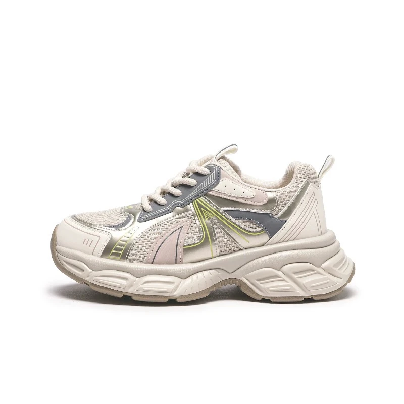 欧货韩版厚底增高老爹鞋女单鞋2025春款真皮系带休闲运动鞋