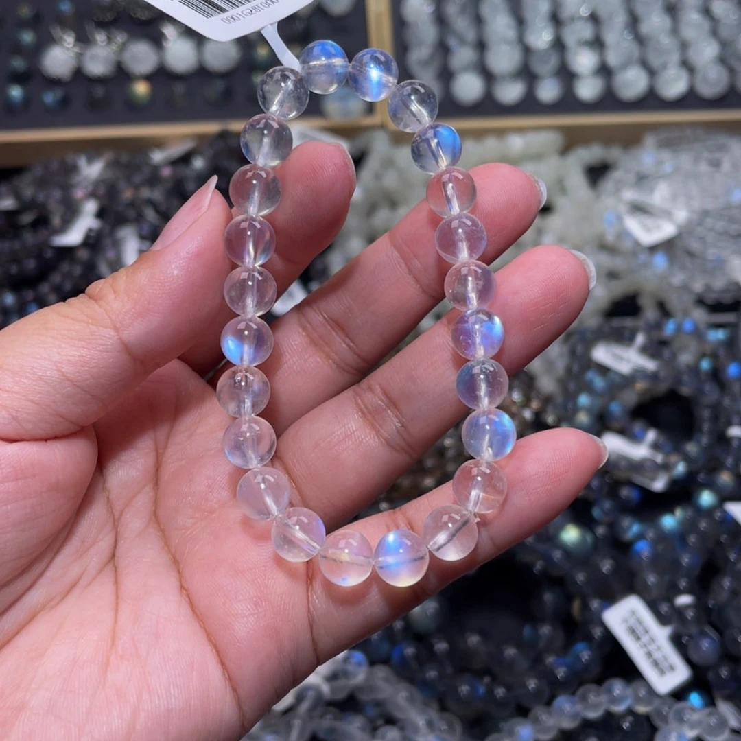 月光石手链未镶嵌a***t蓝月光手链7.8mm