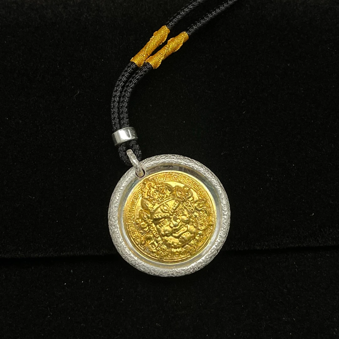 吊坠足银 贴金足银999吊坠【大号黄财神30克】纯手工古法实心吊坠