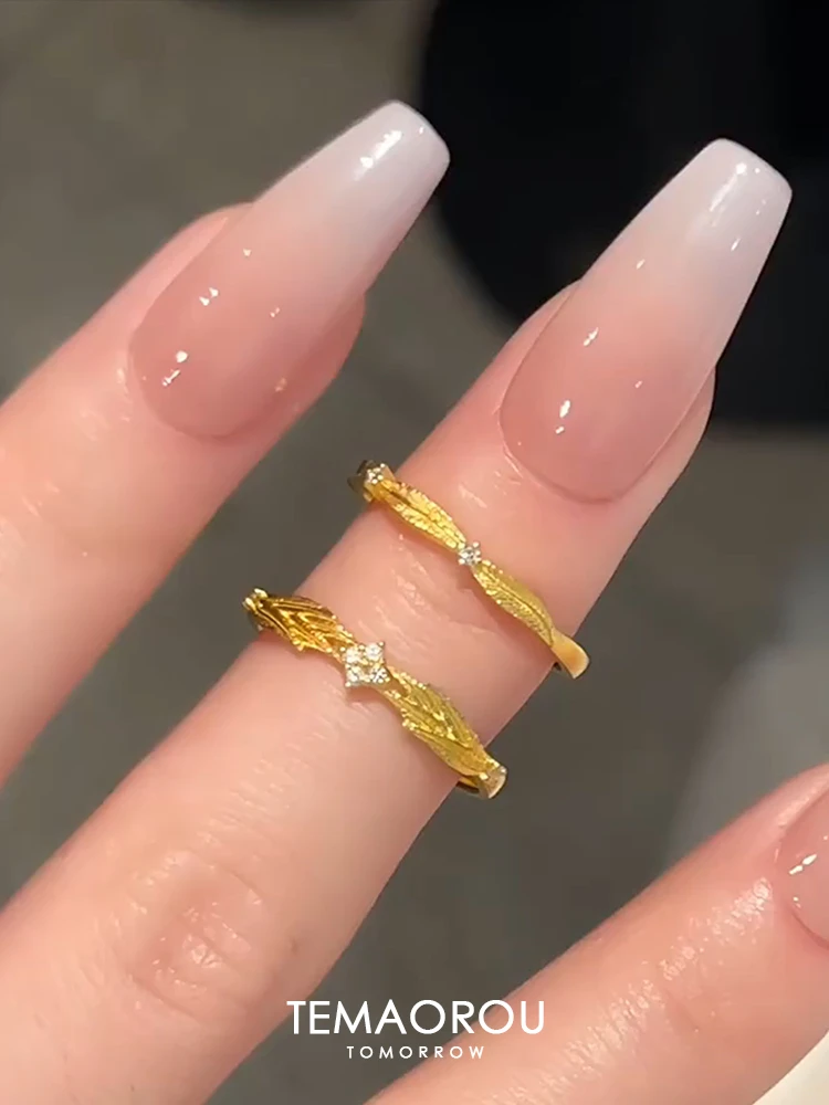 铜合金戒指 中古风闪钻拉丝戒指女叠戴对戒指轻奢食指戒指环复古