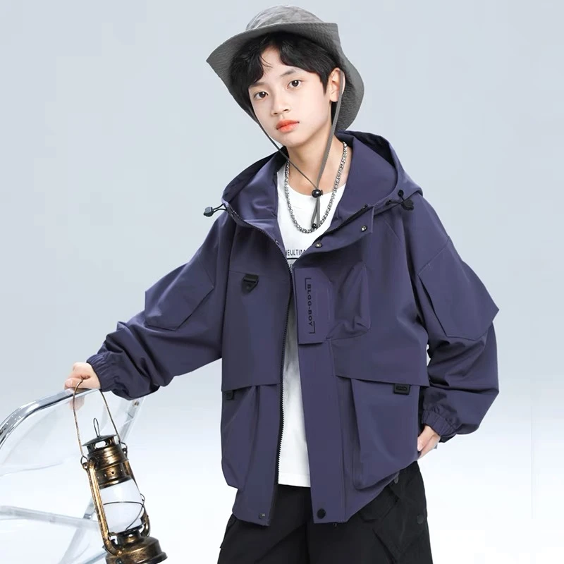 男童春秋户外运动冲锋衣上衣外套2025新款儿童男孩春装风衣时髦