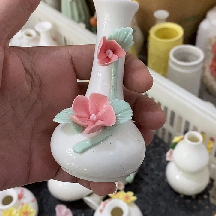 瓷片纯手工陶瓷花摆件1瑕疵