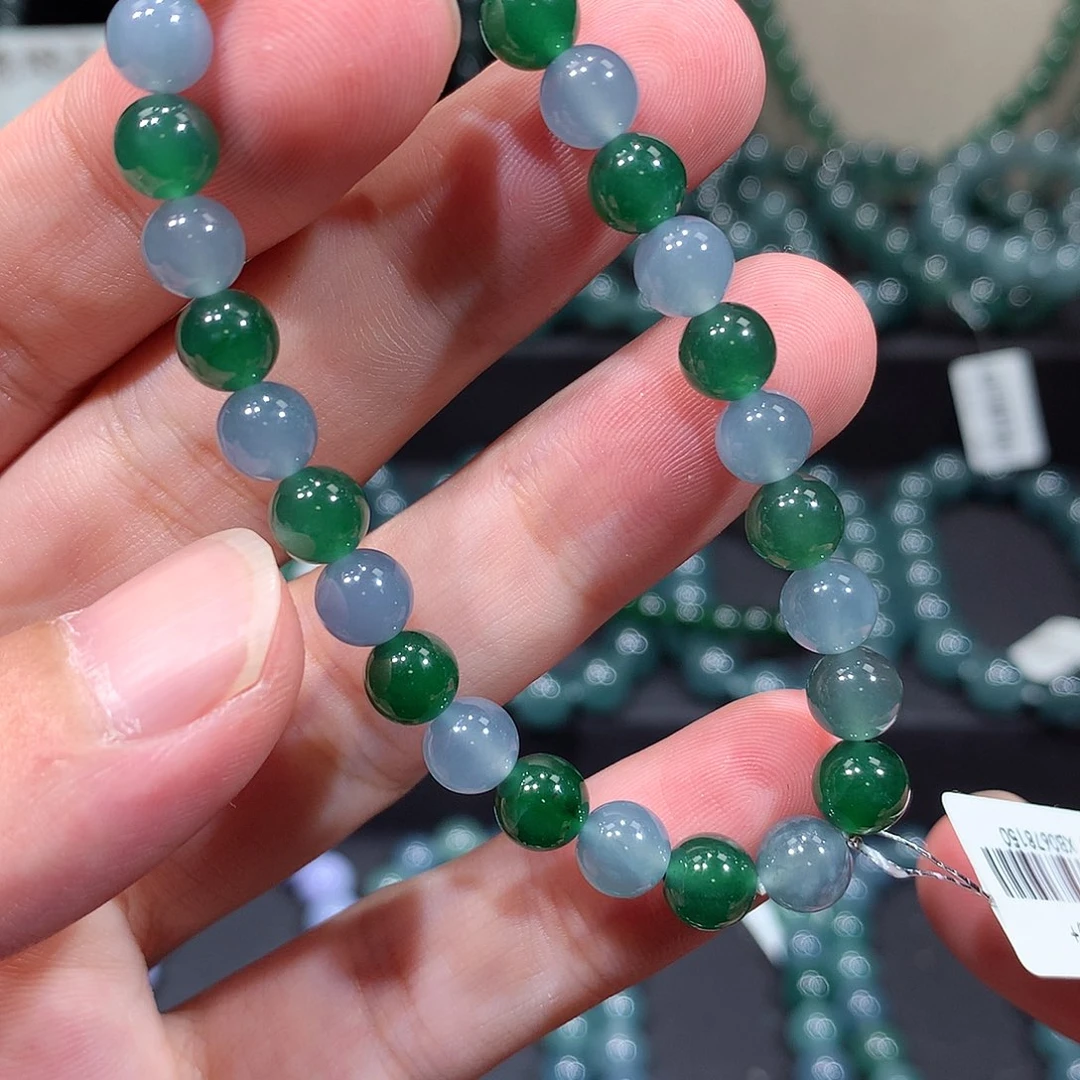 翡翠未镶嵌套链天然a货翡翠手串6+