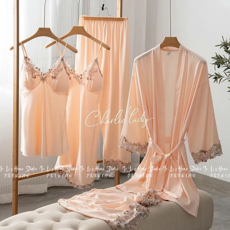 【五彩缤纷】五件套睡衣春夏季爆款性感蕾丝吊带家居服睡衣女套装