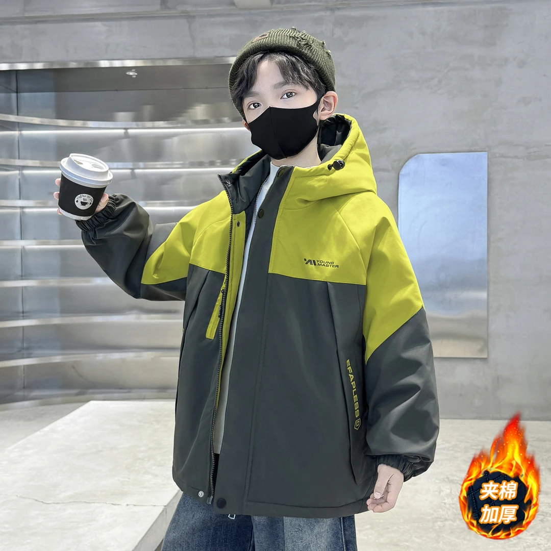 儿童装男童外套秋冬款2025新款衣服夹棉男孩加厚冬季冬装中大童潮