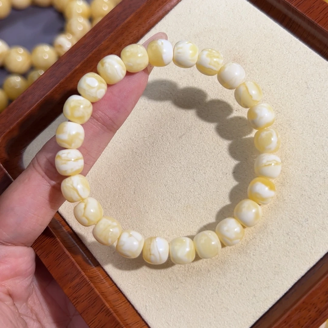 未镶嵌琥珀手链9mm瓷白 10.8